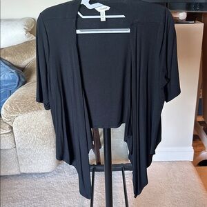 Soma Elegant Cropped Black Waterfall Cardigan